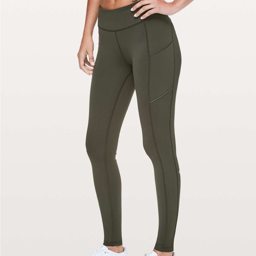 Lululemon Speed Up Tight 28" Dark Olive Leggings Size 6- Durable Water Repellent